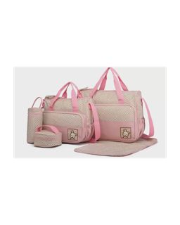 Sac à Langer Bébé Cinq Pièces - Rose/Beige