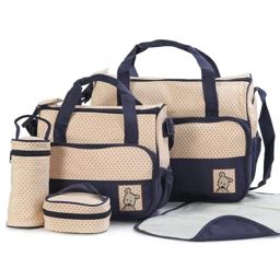 Sac à Langer Bébé Cinq Pièces - Blue nuit/Beige