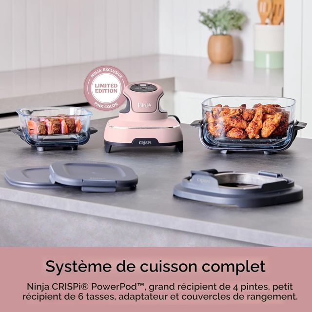 Ninja Crispi FN101PK Air Fryer Verre avec Couvercles